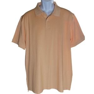 Members Mark Mens L Pique Polo Collar Shirt Peach Short Sleeve Stretch Golf